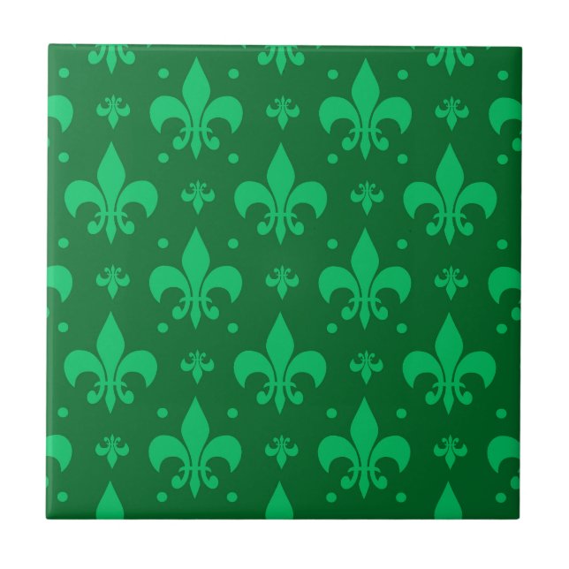 Carreau Motif de fleur de lis verte  (Devant)
