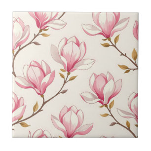 Carreau Motif de fleur de magnolia rose
