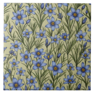 Carreau Motif de fleur en laiton bleu