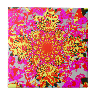 Carreau Motif de fleur floral rose jaune abstrait de