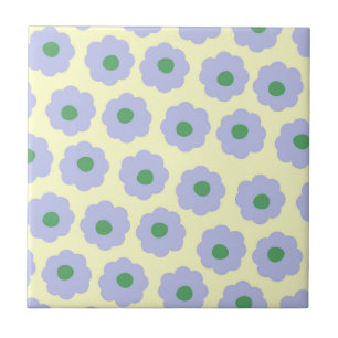 Carreau Motif de fleur hippie bleu vert chic