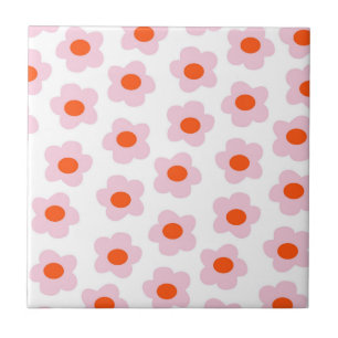 Carreau Motif de fleur hippie rose élégant rouge