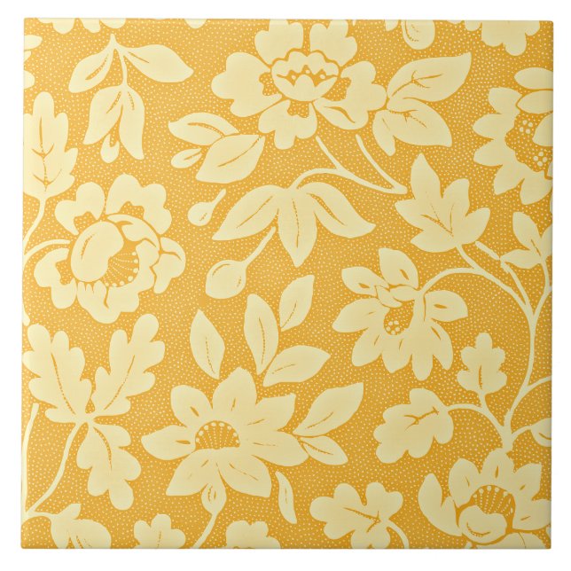 Carreau Motif de fleur jaune de William Morris (Devant)