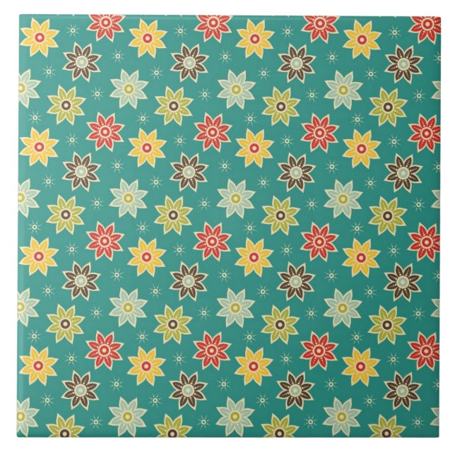 Carreau motif de fleur les années 70 rétro (Devant)