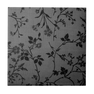 Carreau motif de fleur noir et gris