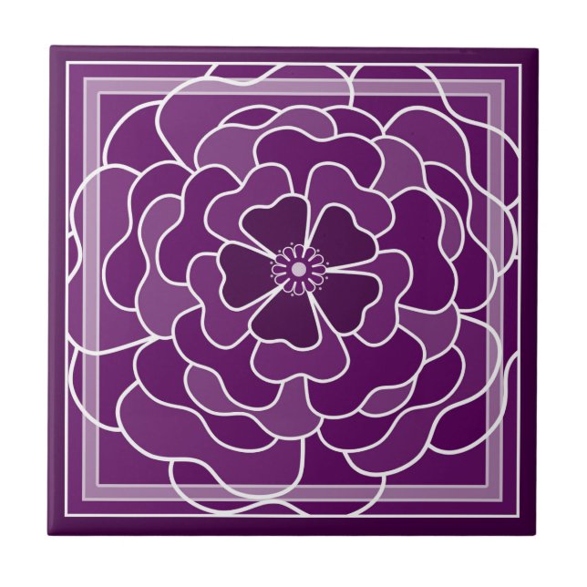 Carreau Motif de fleurs abstraites violet foncé (Devant)