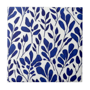 Carreau Motif de fleurs bleu marine
