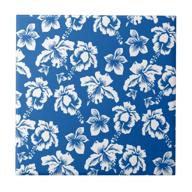 Carreau Motif de fleurs bleues Hawiian (Devant)
