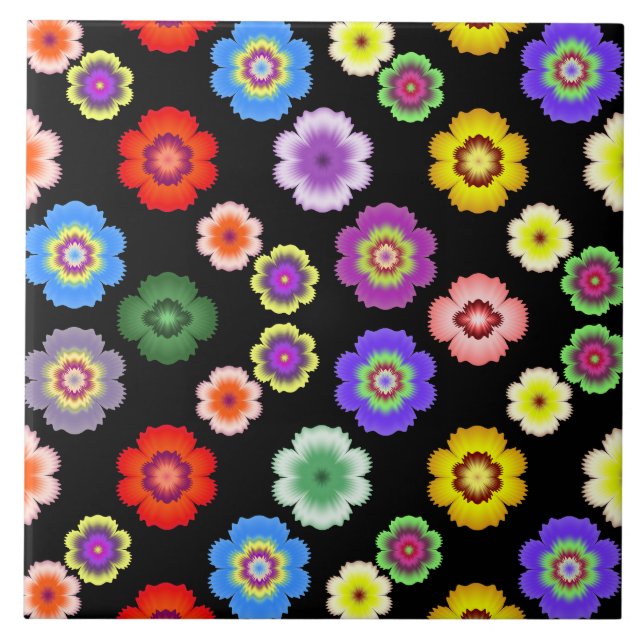 Carreau Motif de fleurs colorées (Devant)