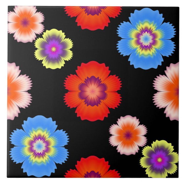 Carreau Motif de fleurs colorées (Devant)
