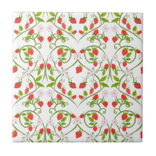 Carreau Motif de fleurs de fraise d'aquarelle