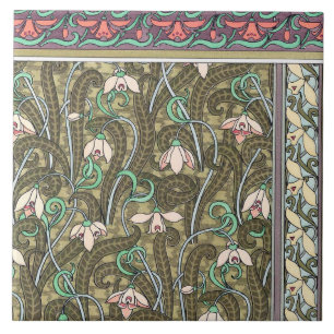 Carreau motif de fleurs de neige Art nouveau