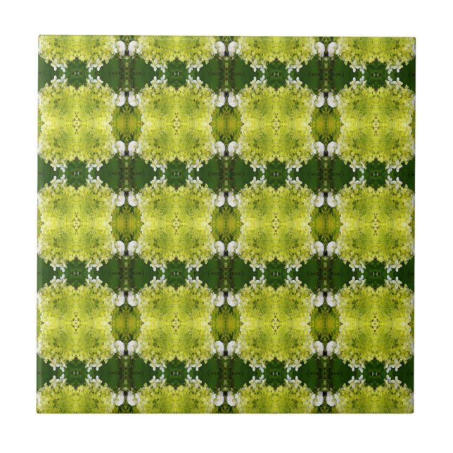 Carreau Motif de fleurs d'hortensia abstrait vert chartreu (Devant)