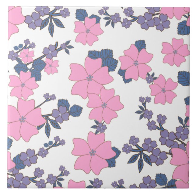 Carreau Motif DE FLEURS ROSE ET PURPLE (Devant)