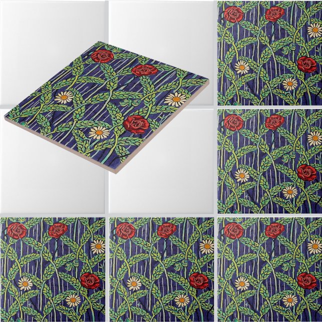 Carreau Motif de fleurs sauvages dans un champ de blé (Créateur téléchargé)