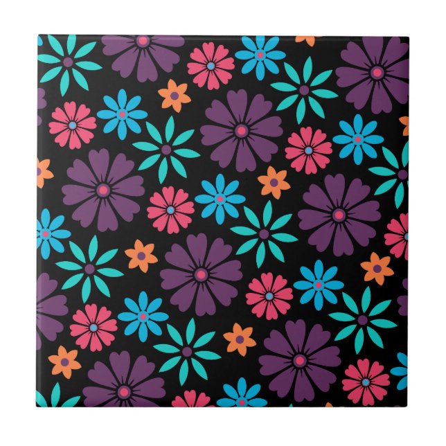 Carreau Motif de fleurs vectorielles colorées (Devant)
