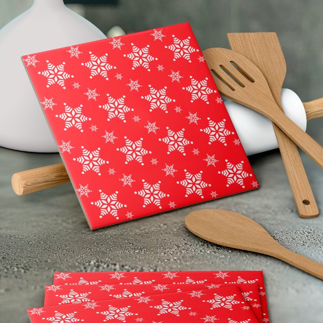 Carreau Motif de flocon de neige, Flakes blancs, Neige, Ro (Créateur téléchargé)