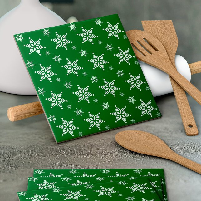 Carreau Motif de flocon de neige, Flakes blancs, Neige, Ve (Créateur téléchargé)