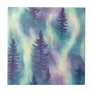 Carreau Motif de forêt de paysage d'aurore