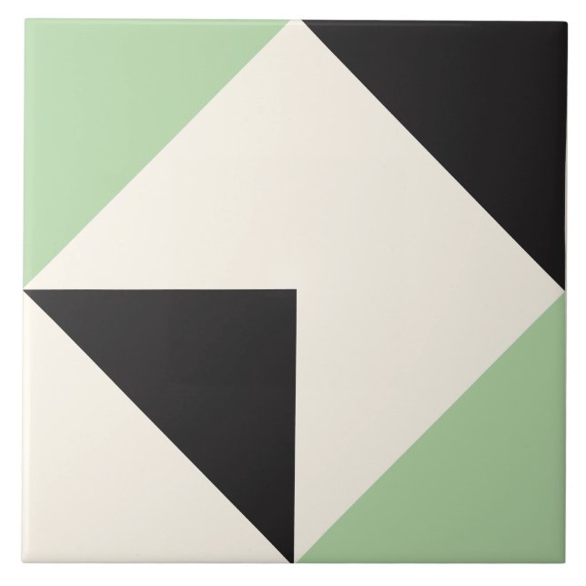 Carreau Motif de forme géométrique moderne vert (Devant)
