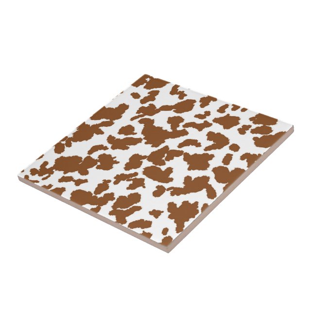 Carreau Motif de fourrure de peau de vache marron et blanc (Côté)