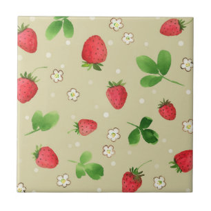 Carreau Motif de fraises d'aquarelle