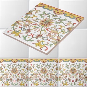 Carreau Motif de frise de feuillage floral chinois vintage