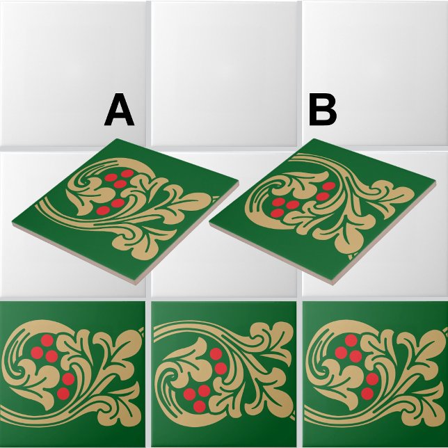 Carreau Motif de frise de vigne de style médiéval A (Frieze example shown combines both "Medieval Style Grapevine Frieze Pattern" A and B)