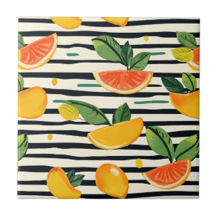 Carreau Motif de fruits d'agrumes avec Feuilles verts (6)