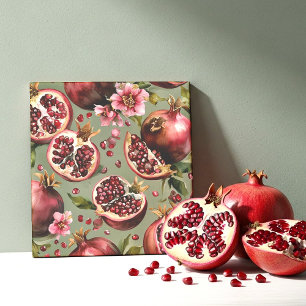 Carreau Motif de fruits et de fleurs de grenade luxuriant