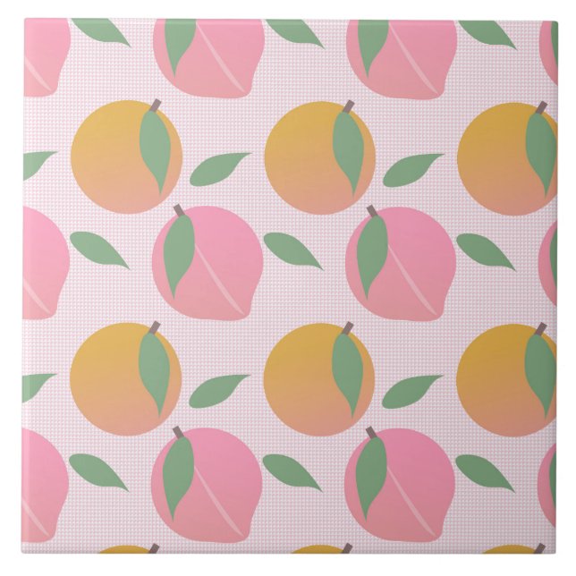Carreau Motif de fruits orange pêche rose (Devant)