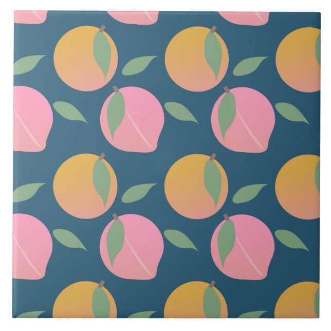 Carreau Motif de fruits orange pêche rose (Devant)