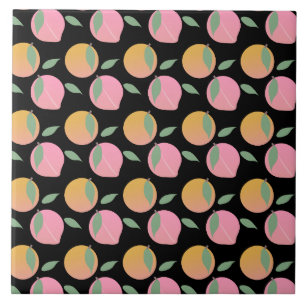 Carreau Motif de fruits orange pêche rose