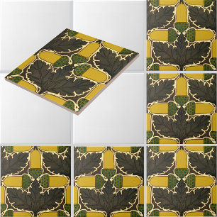 Carreau Motif de glands et de feuilles de chêne Craftsman