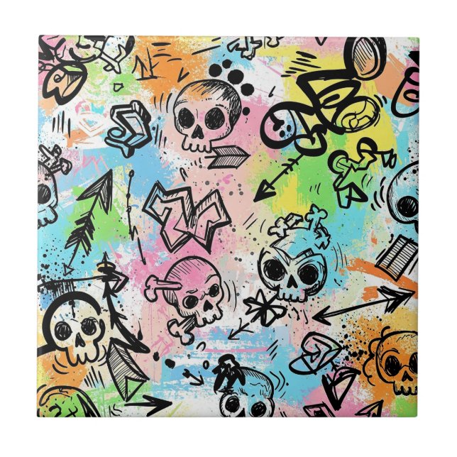 Carreau Motif de graffiti urbain coloré (6) (Devant)