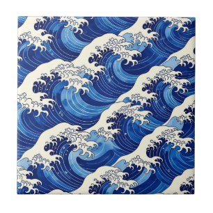 Carreau Motif de grande vague japonaise Océan 