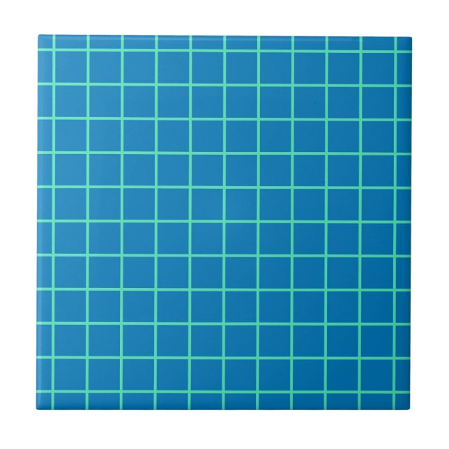 Carreau Motif de grille en bleu et vert menthe (Devant)