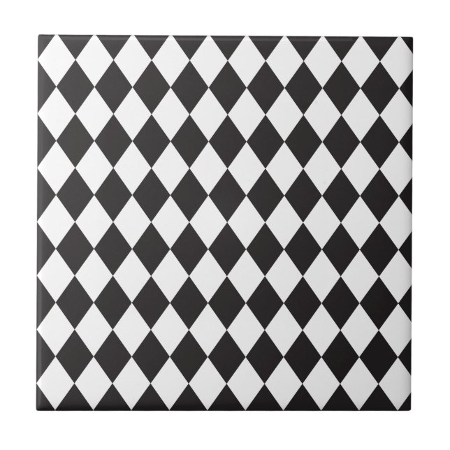 Carreau Motif de harlequin de diamant en noir et blanc (Devant)