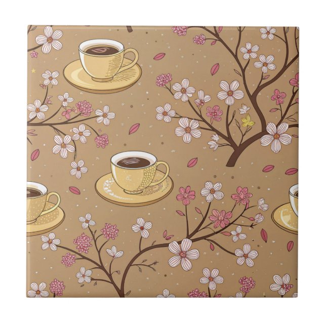 Carreau Motif de housse de café Fleur de Cerisier (1) (Devant)