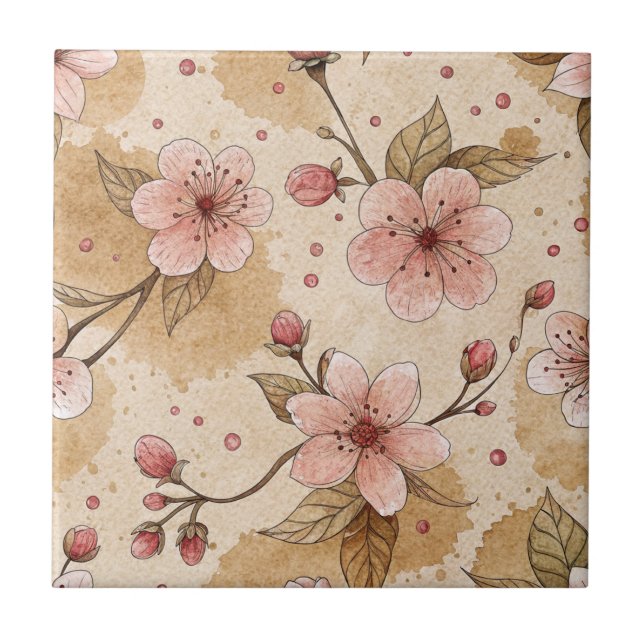 Carreau Motif de housse de café Fleur de Cerisier (10) (Devant)