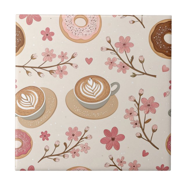 Carreau Motif de housse de café Fleur de Cerisier (3) (Devant)