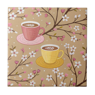 Carreau Motif de housse de café Fleur de Cerisier (4)