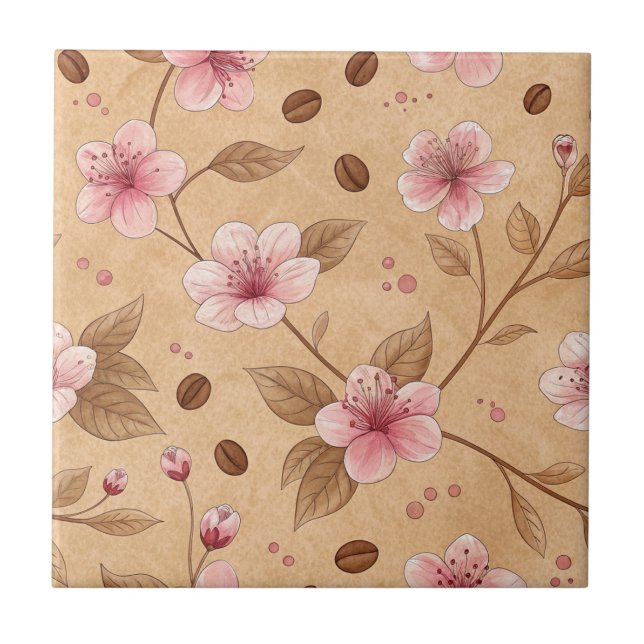 Carreau Motif de housse de café Fleur de Cerisier (5) (Devant)