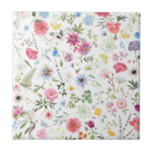 Carreau Motif de jardin botanique de fleurs sauvages à l'a