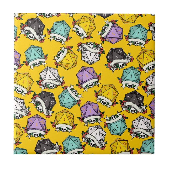 Carreau Motif de jeu de dés D20 (Devant)