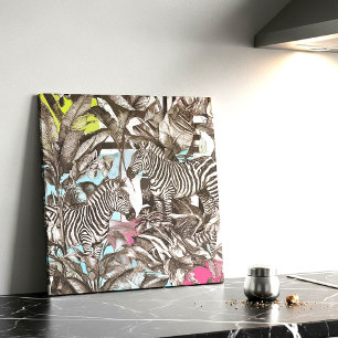 Carreau Motif de jungle zèbre mixte coloré vibrant