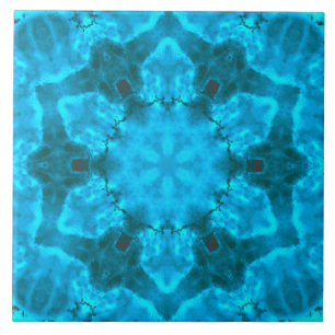 Carreau Motif de kaléidoscope bleu glace givrée