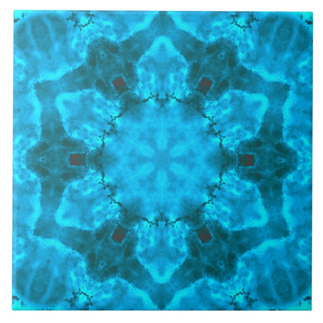 Carreau Motif de kaléidoscope bleu glace givrée (Devant)
