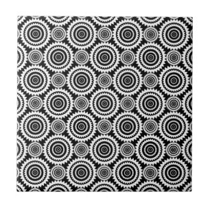Carreau Motif de kaléidoscope noir et blanc de design mode