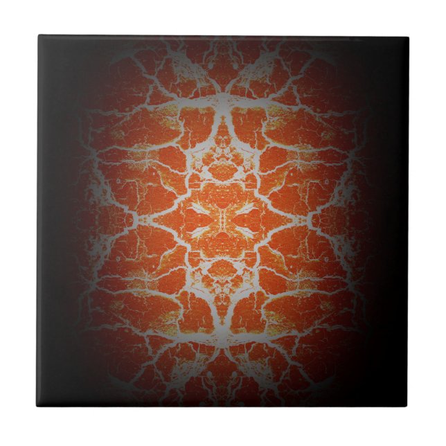 Carreau Motif de kaléidoscope orange (Devant)